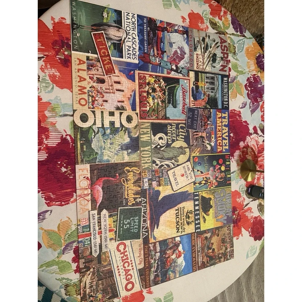 Jigsaw Puzzle Traveling the USA 1000 pieces The Saturday evening Post Complete